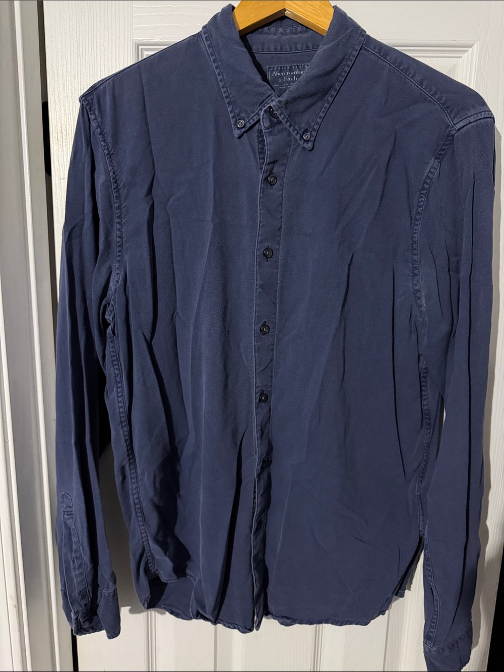 Abercrombie & Fitch Men's Navy Button-Down Shirt